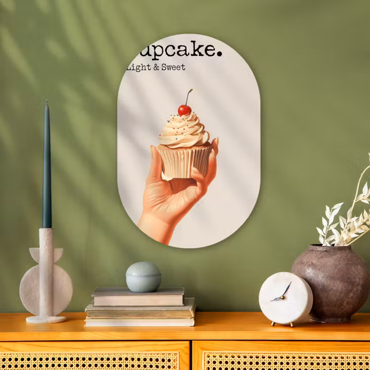 Muurovaal - Kunststof - Cupcake - Zoet - Kers — 2