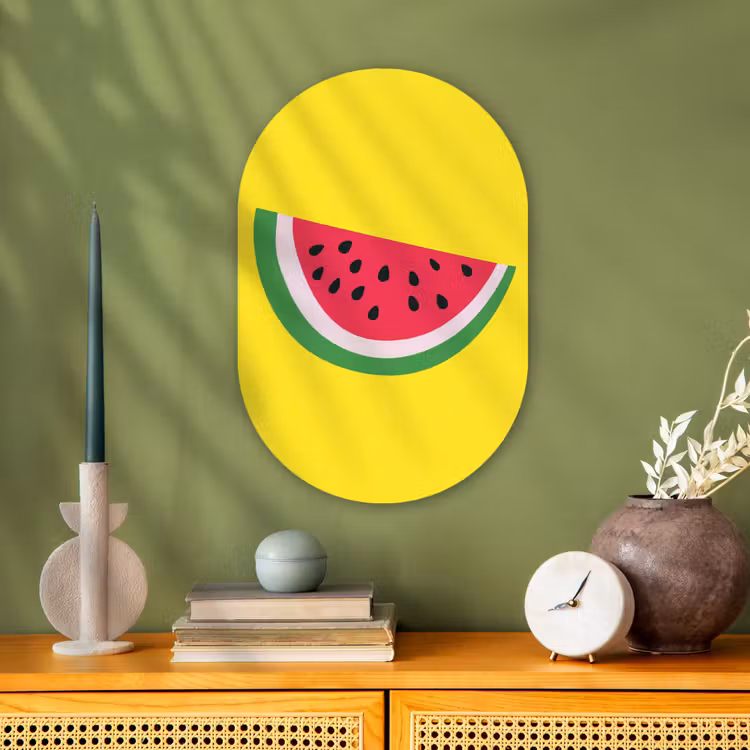 Muurovaal - Kunststof - Fruit - Watermeloen - Geel — 1