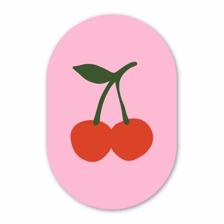 Muurovaal - Kunststof - Kersen - Roze - Illustratie — 2
