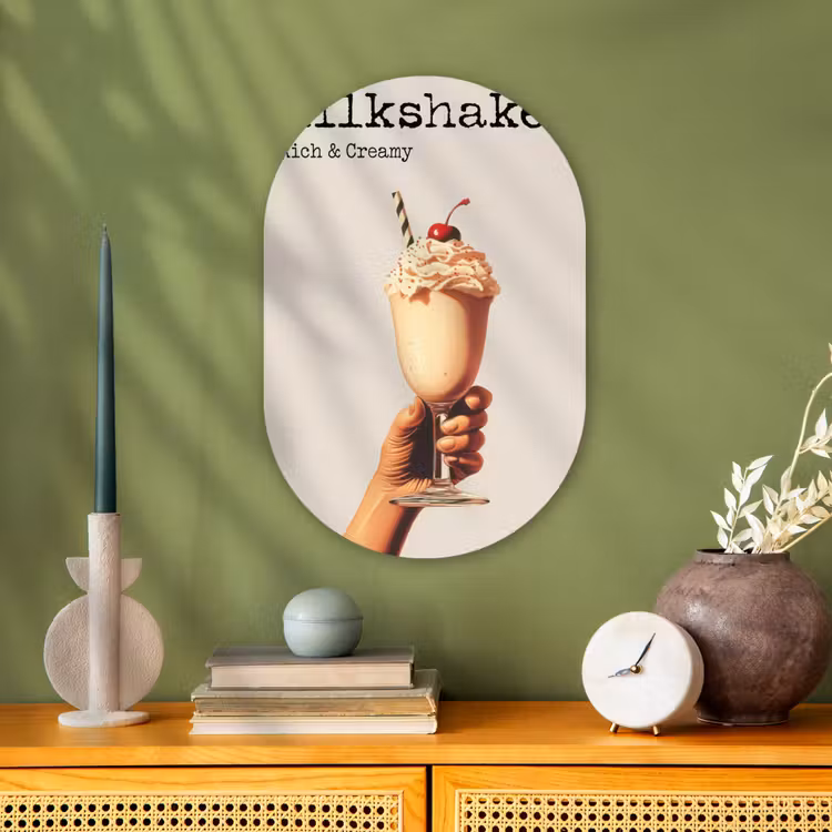 Muurovaal - Kunststof - Milkshake - Kers - Rietje — 2