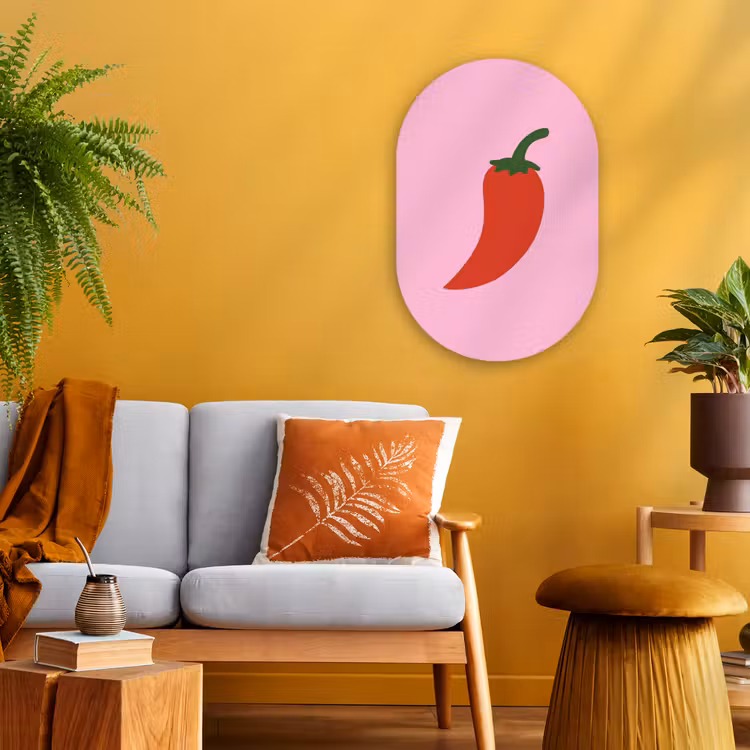Muurovaal - Kunststof - Peper - Rood - Illustratie — 1