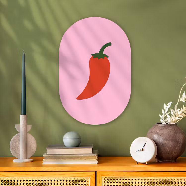 Muurovaal - Kunststof - Peper - Rood - Illustratie — 3