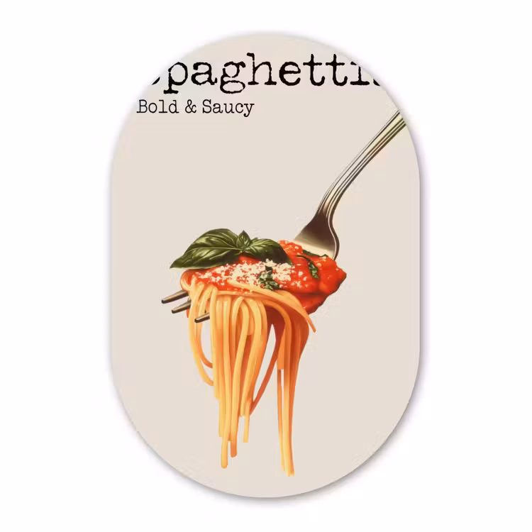 Muurovaal - Kunststof - Spaghetti - tomatensaus - Parmezaanse kaas — 2