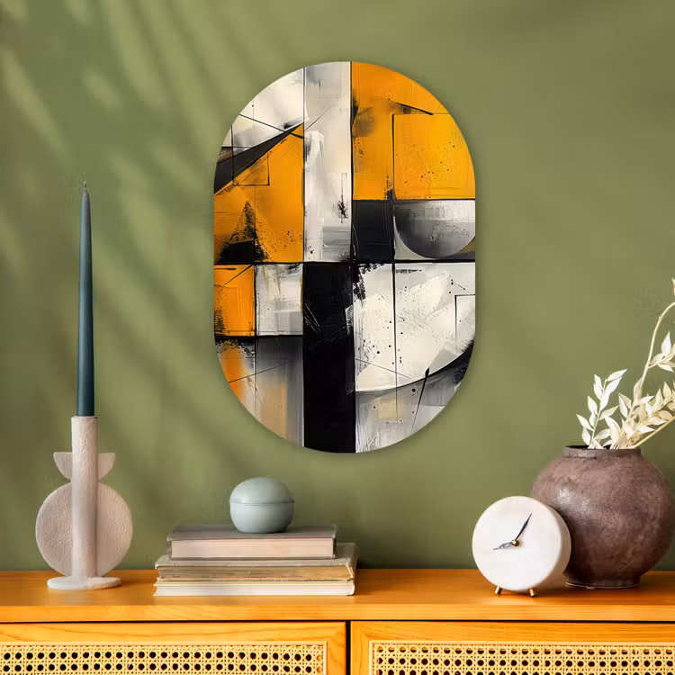 Muurovaal - Kunststof - Geel - Abstract - Modern - Vormen — 1