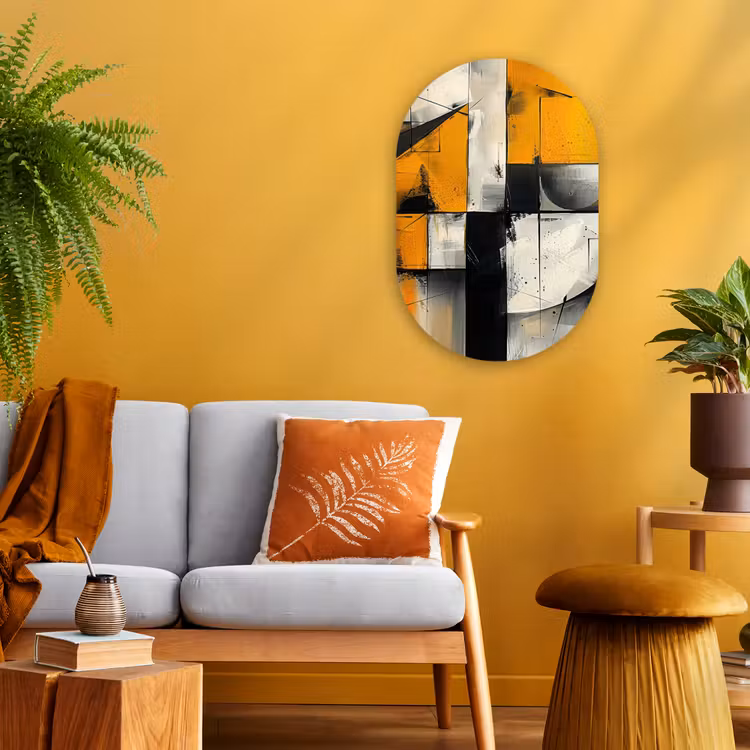 Muurovaal - Kunststof - Geel - Abstract - Modern - Vormen — 2