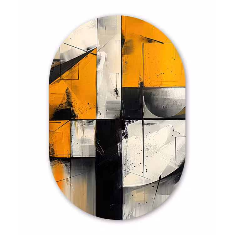 Muurovaal - Kunststof - Geel - Abstract - Modern - Vormen — 3