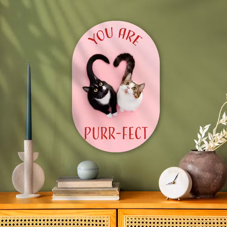 Muurovaal - Kunststof - Kat - Hart - Tekst - Valentijn — 3
