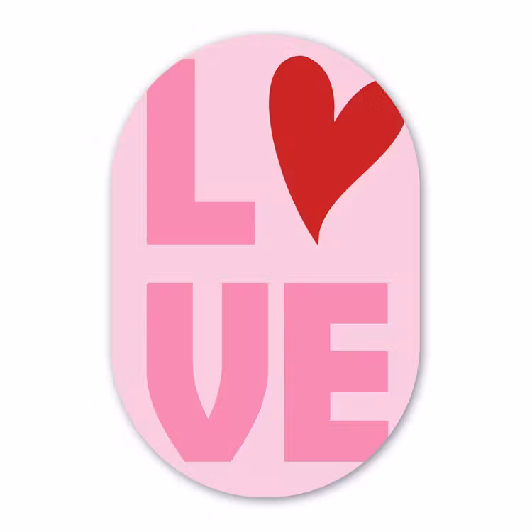 Muurovaal - Kunststof - Love - Roze - Hart - Valentijn — 2