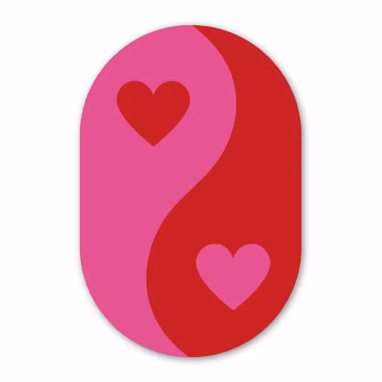 Muurovaal - Kunststof - Minimalistisch - Rood - Roze - Hartjes — 2