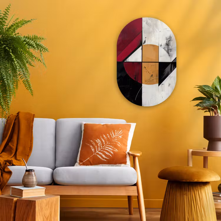 Muurovaal - Kunststof - Modern - Abstract - Geometrisch - Rood - Industrieel — 2