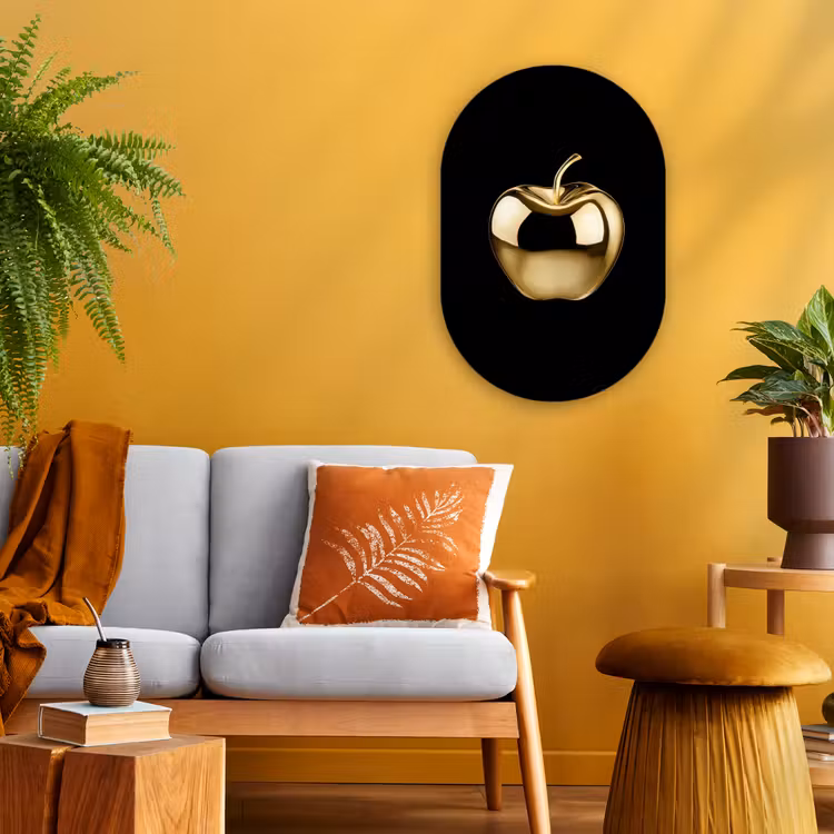 Muurovaal - Kunststof - Appel - Goud - Chrome - Zwart — 1