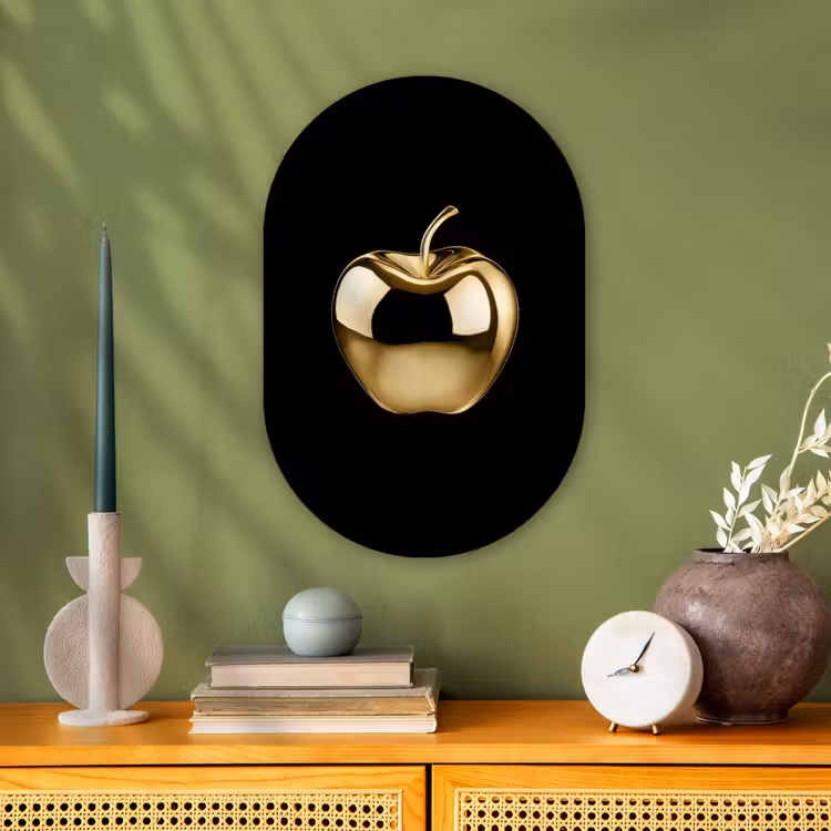 Muurovaal - Kunststof - Appel - Goud - Chrome - Zwart — 2
