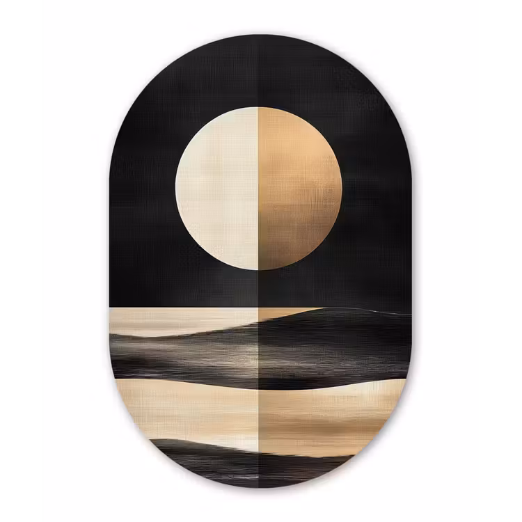 Muurovaal - Kunststof - Maan - Cirkel - Goud — 2