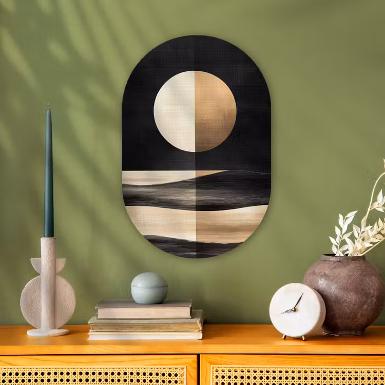 Muurovaal - Kunststof - Maan - Cirkel - Goud — 3