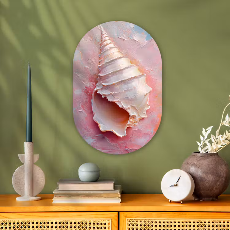 Muurovaal - Kunststof - Schelp - Pastel - Pink — 1