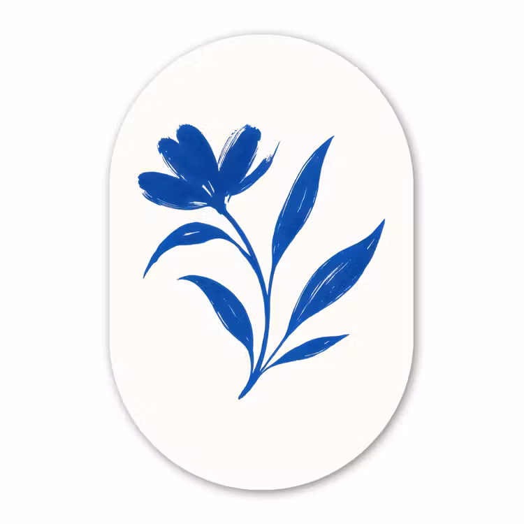 Muurovaal - Kunststof - Bloem - Blaadjes - Minimalistisch - Blauw — 2