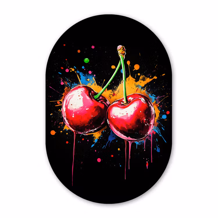 Muurovaal - Kunststof - Kersen - Fruit - Graffiti - Verf - Abstract - Modern - Kleurrijk — 3