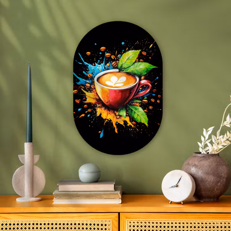 Muurovaal - Kunststof - Koffie - Graffiti - Drinken - Abstract — 1