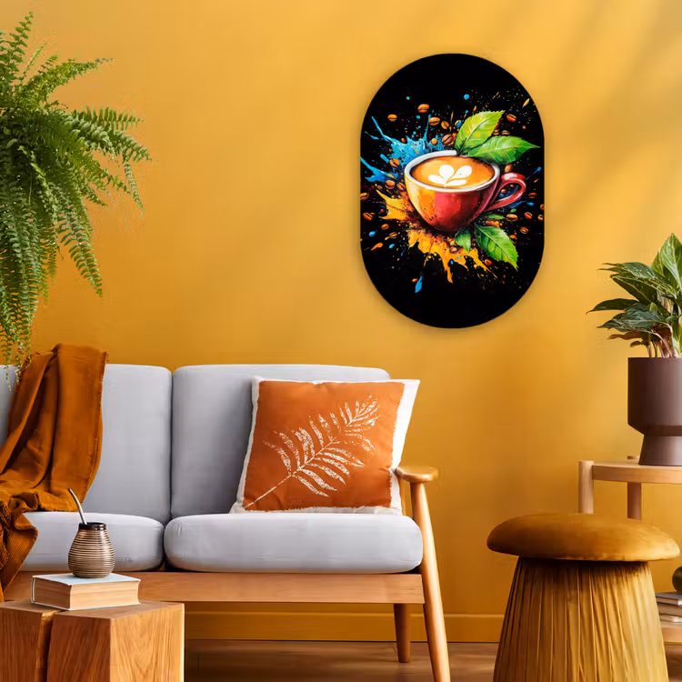 Muurovaal - Kunststof - Koffie - Graffiti - Drinken - Abstract — 2
