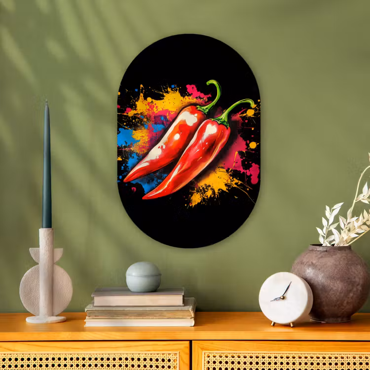 Muurovaal - Kunststof - Peper - Graffiti - Verf - Abstract - Modern - Kleurrijk — 3