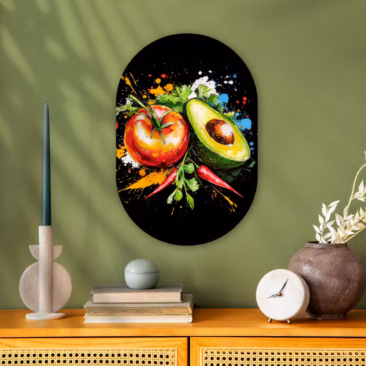 Muurovaal - Kunststof - Tomaat - Avocado - Peper - Graffiti - Verf - Modern — 2