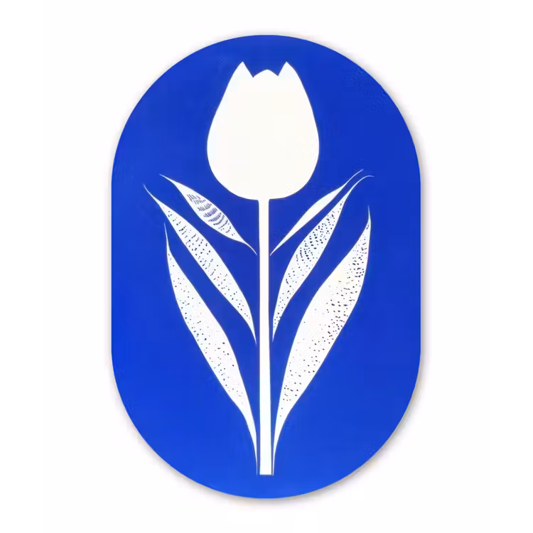 Muurovaal - Kunststof - Tulp - Minimalistisch - Bladeren - Wit — 2
