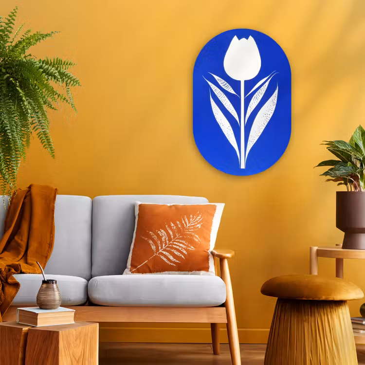 Muurovaal - Kunststof - Tulp - Minimalistisch - Bladeren - Wit — 3