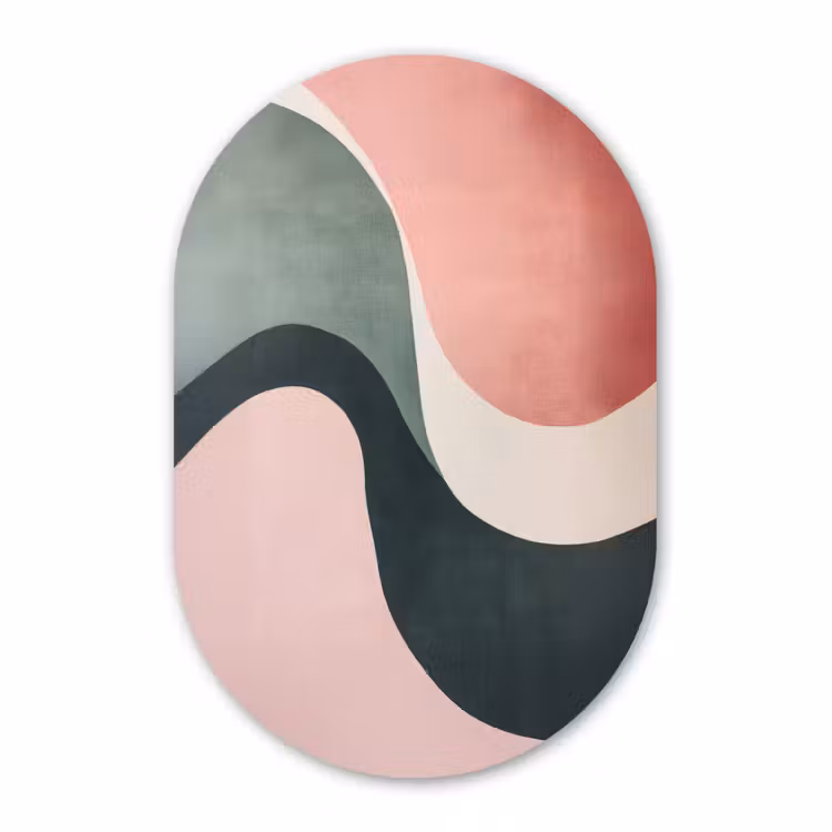 Muurovaal - Kunststof - Abstract - Golven - Sierlijk - Roze — 2