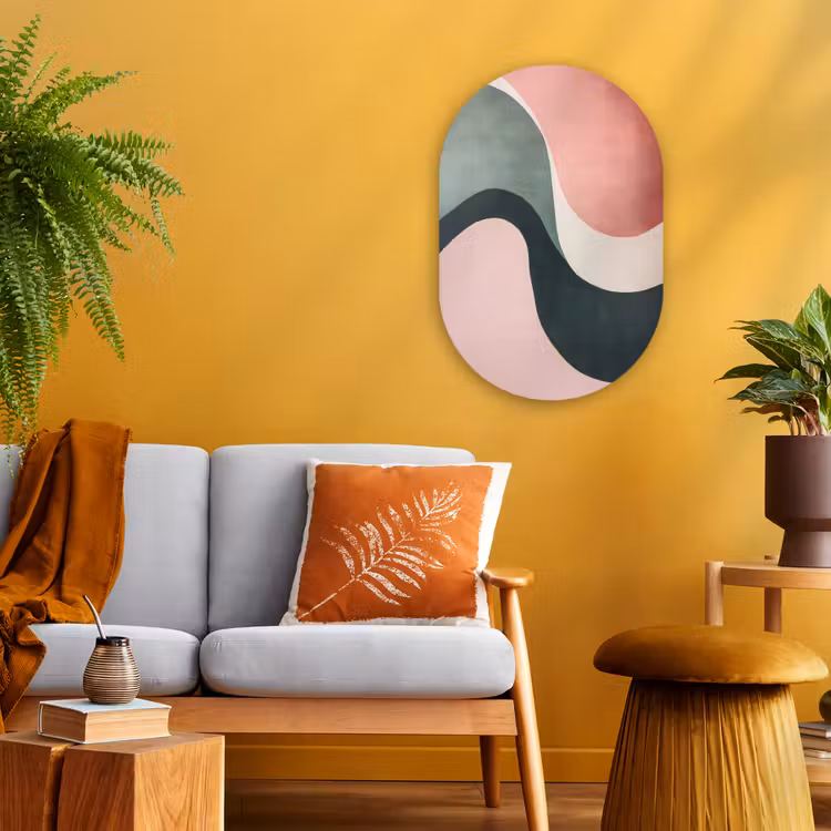 Muurovaal - Kunststof - Abstract - Golven - Sierlijk - Roze — 3
