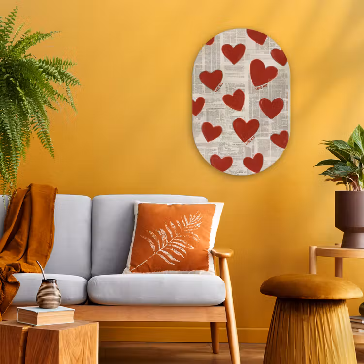 Muurovaal - Kunststof - Hartjes - Krant - Loveyou — 3