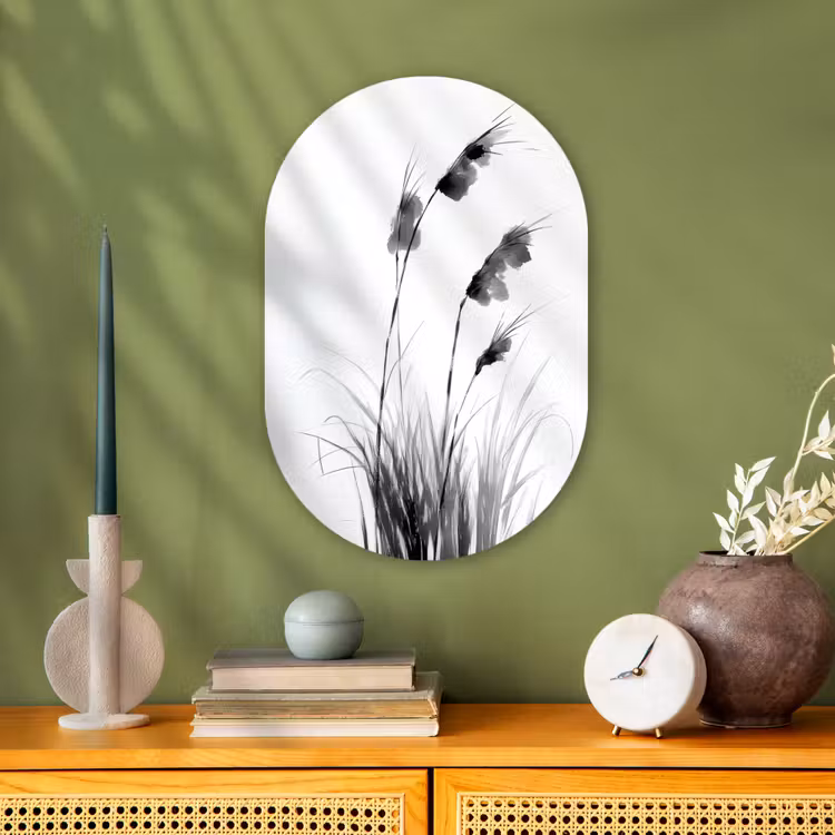 Muurovaal - Kunststof - Minimalistisch - Stelen - Wit — 1