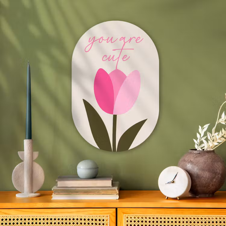Muurovaal - Kunststof - Tulp - Roze - Valentijn - Bloem — 1