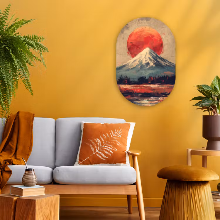 Muurovaal - Kunststof - Bergtop - Sneeuw - Zon — 1