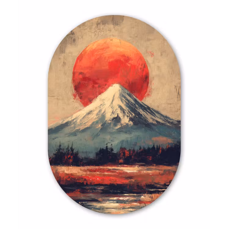 Muurovaal - Kunststof - Bergtop - Sneeuw - Zon — 2