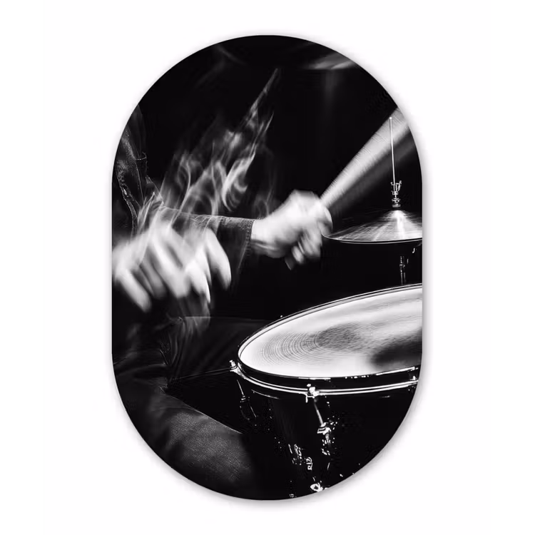 Muurovaal - Kunststof - Drummer - Zwart - Drumstel — 3