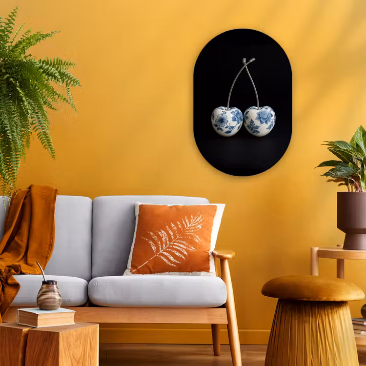 Muurovaal - Kunststof - Kersen - Delfts blauw - Fruit — 1