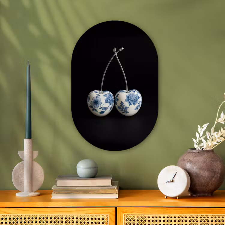Muurovaal - Kunststof - Kersen - Delfts blauw - Fruit — 2