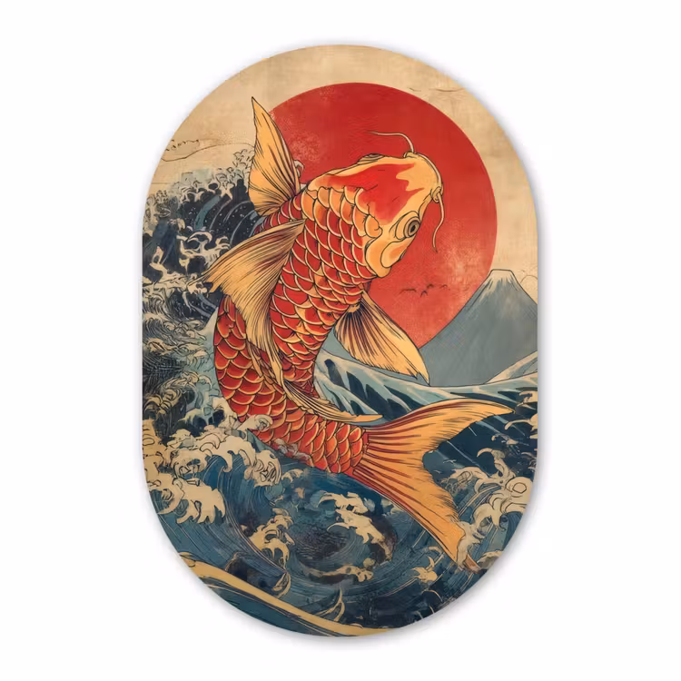 Muurovaal - Kunststof - Koi - Zee - Golven - Zon — 3