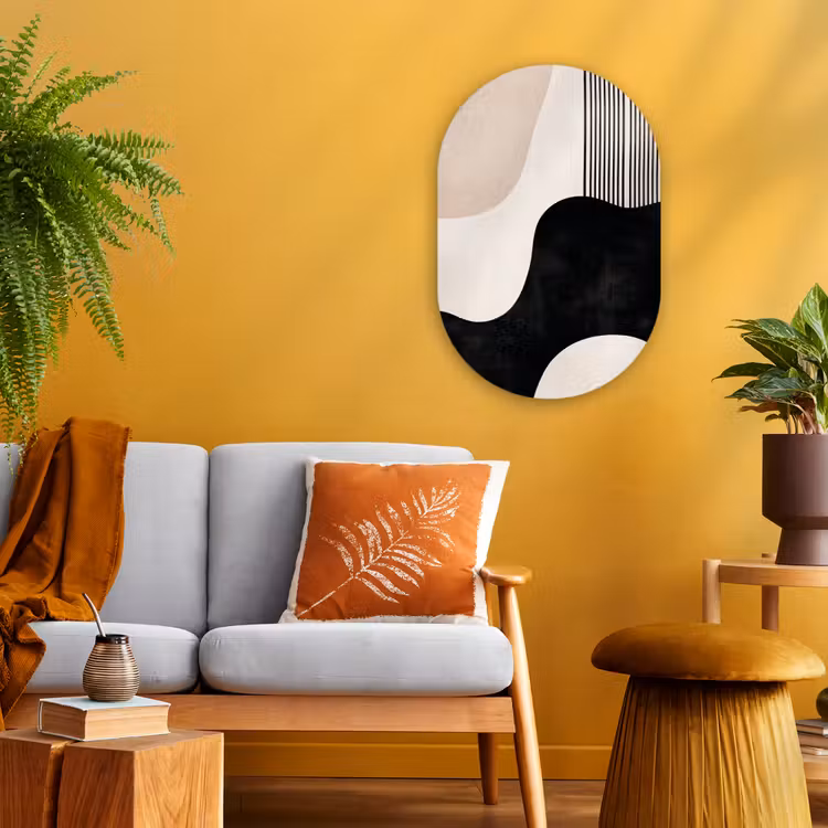 Muurovaal - Kunststof - Abstract - Japandi - Beige - Modern — 1