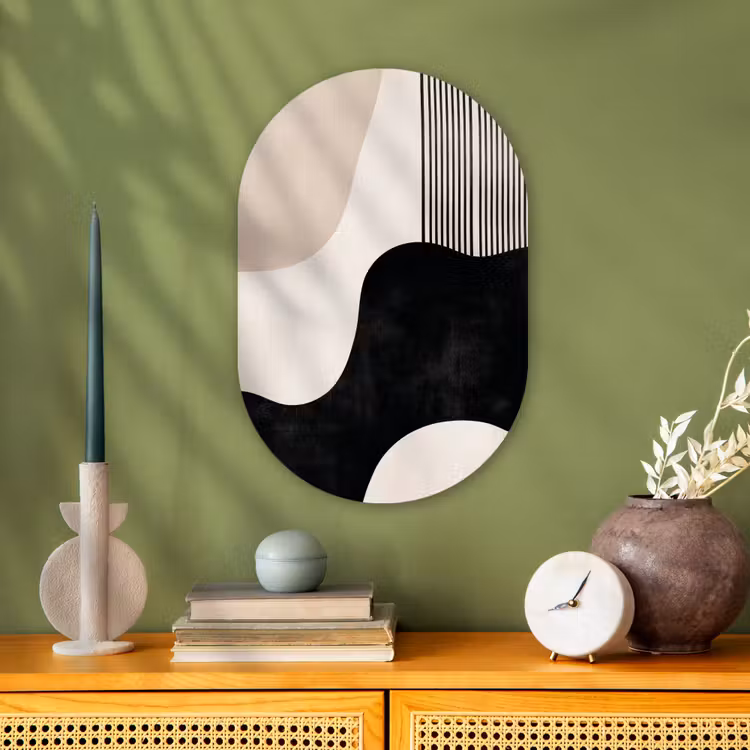 Muurovaal - Kunststof - Abstract - Japandi - Beige - Modern — 3
