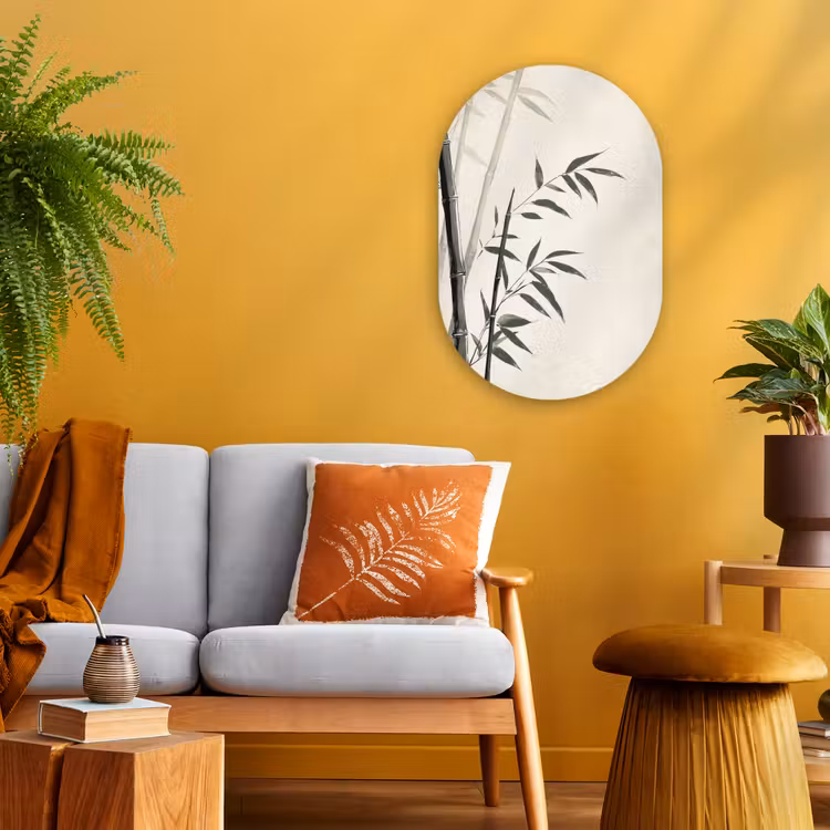 Muurovaal - Kunststof - Japandi - Bamboe - Beige — 2