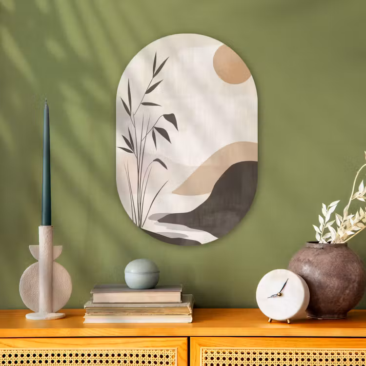 Muurovaal - Kunststof - Japandi - Landschap - Beige — 2