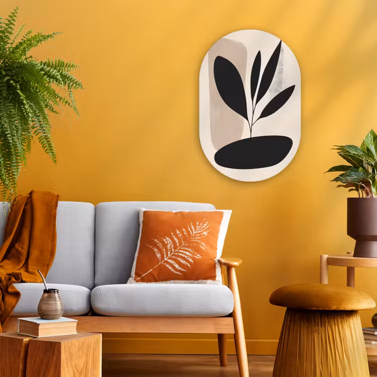 Muurovaal - Kunststof - Plant - Beige - Japandi — 3