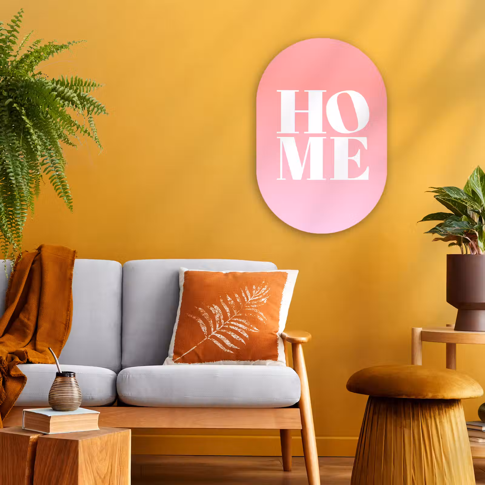Muurovaal - Kunststof - Home - Letters - Groot - Roze — 1