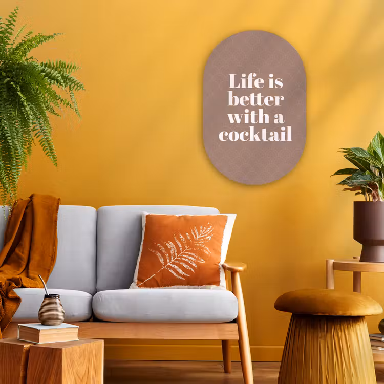 Muurovaal - Kunststof - Cocktail - Tekst - Patroon - Wit — 1