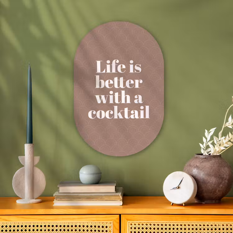 Muurovaal - Kunststof - Cocktail - Tekst - Patroon - Wit — 2