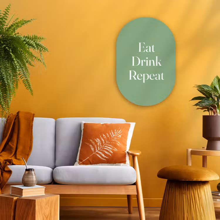Muurovaal - Kunststof - Eten - Drinken - Tekst - Mintgroen — 1