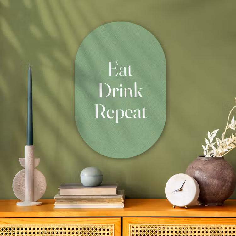 Muurovaal - Kunststof - Eten - Drinken - Tekst - Mintgroen — 2