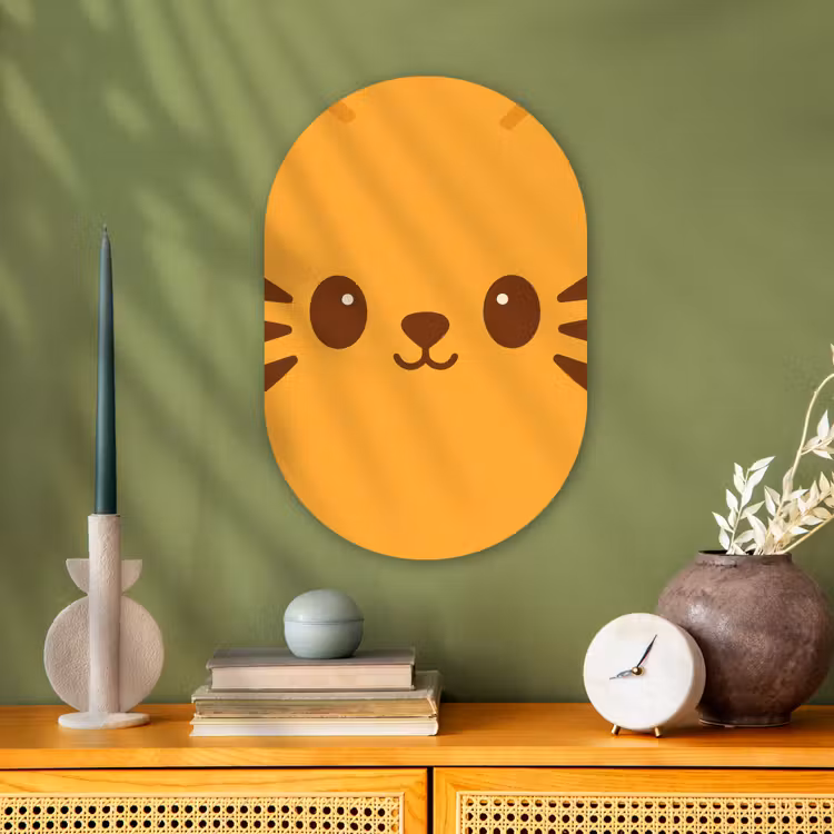 Muurovaal - Kunststof - Kat - Simplistisch - Oranje - Vrolijk — 2