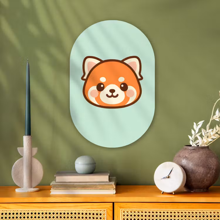 Muurovaal - Kunststof - Rode panda - Groen - Cartoon — 1